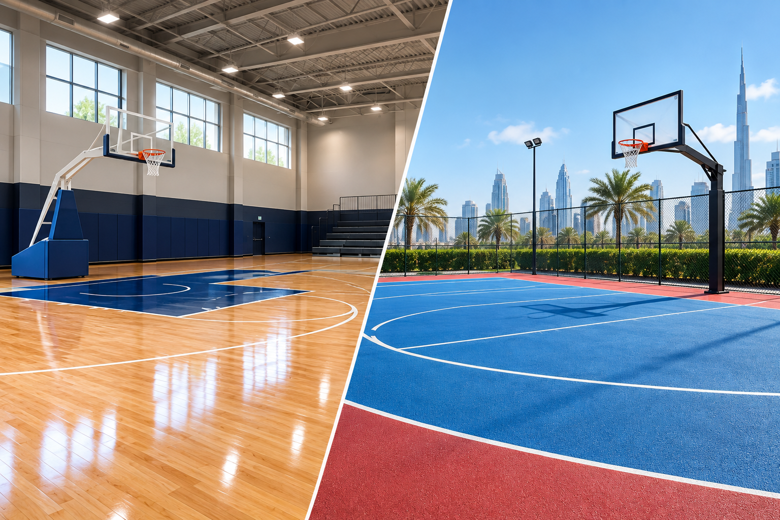 Basketball Court Flooring in UAE: How to Choose the Right Surface for Indoor and Outdoor Courts
